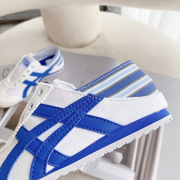 Onitsuka Tiger by Asics White and Blue Canvas Sneakers - Picture 5 of 9